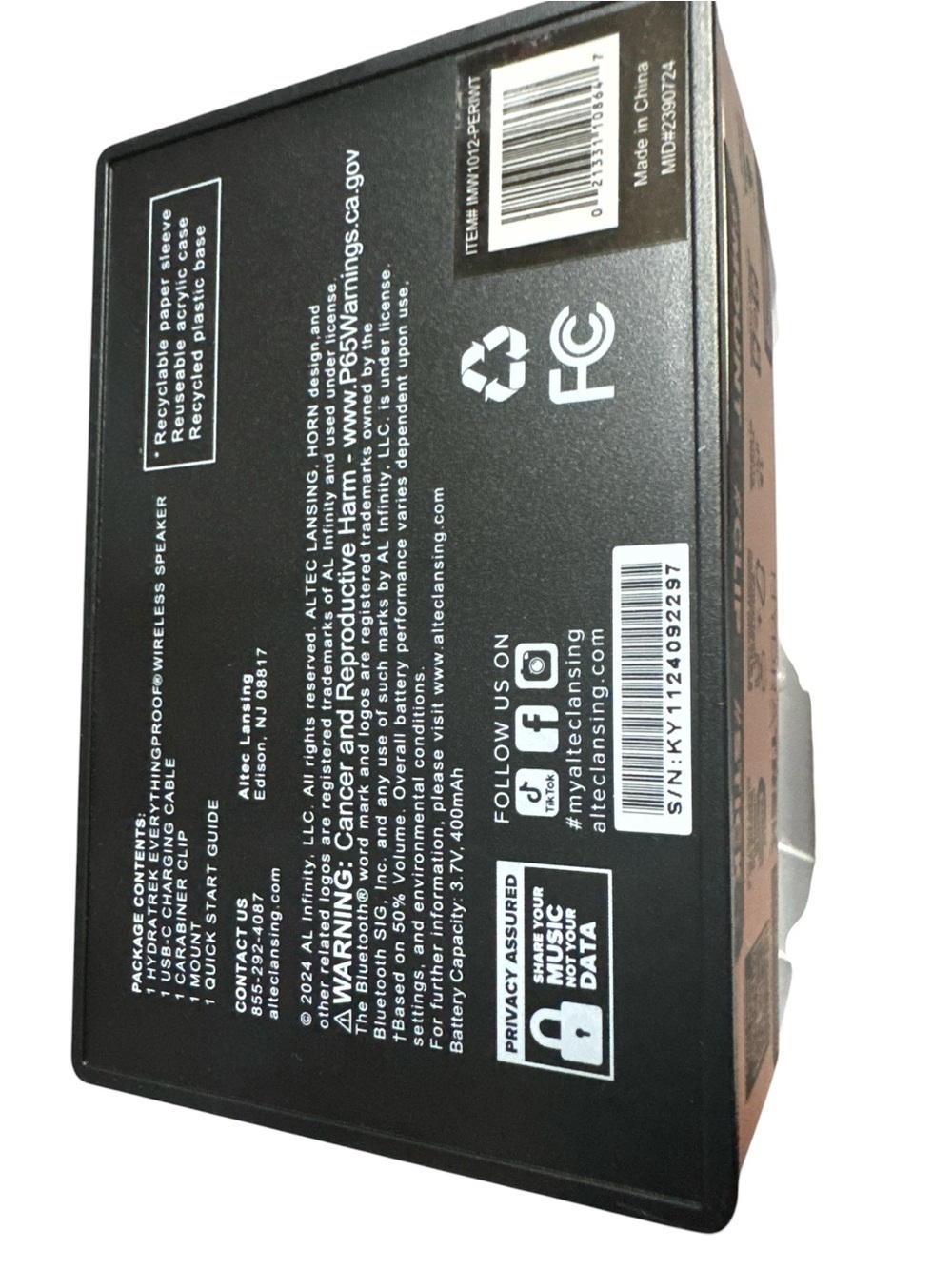 Altec Lansing HydraTrek Bluetooth Speaker Waterproof Dustproof Shockproof - NWB - Picture 9 of 10